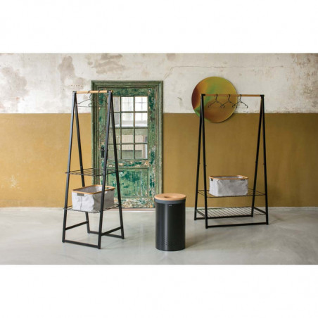 Καλάθι πλυντηρίου Brabantia 1000826, 60 l, Καπάκι από φελλό, Πλήρωση χωρίς άνοιγμα, οπές εξαερισμού, Μαύρο