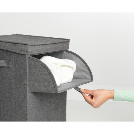 Brabantia Κιβώτιο πλυντηρίου ρούχων 1000828, 35 l, Άνοιγμα μπροστά, Ευρύ καπάκι, Πτυσσόμενο, Μαύρο