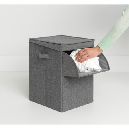 Brabantia Κιβώτιο πλυντηρίου ρούχων 1000828, 35 l, Άνοιγμα μπροστά, Ευρύ καπάκι, Πτυσσόμενο, Μαύρο