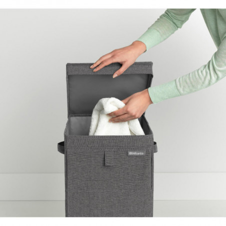 Brabantia Κιβώτιο πλυντηρίου ρούχων 1000828, 35 l, Άνοιγμα μπροστά, Ευρύ καπάκι, Πτυσσόμενο, Μαύρο