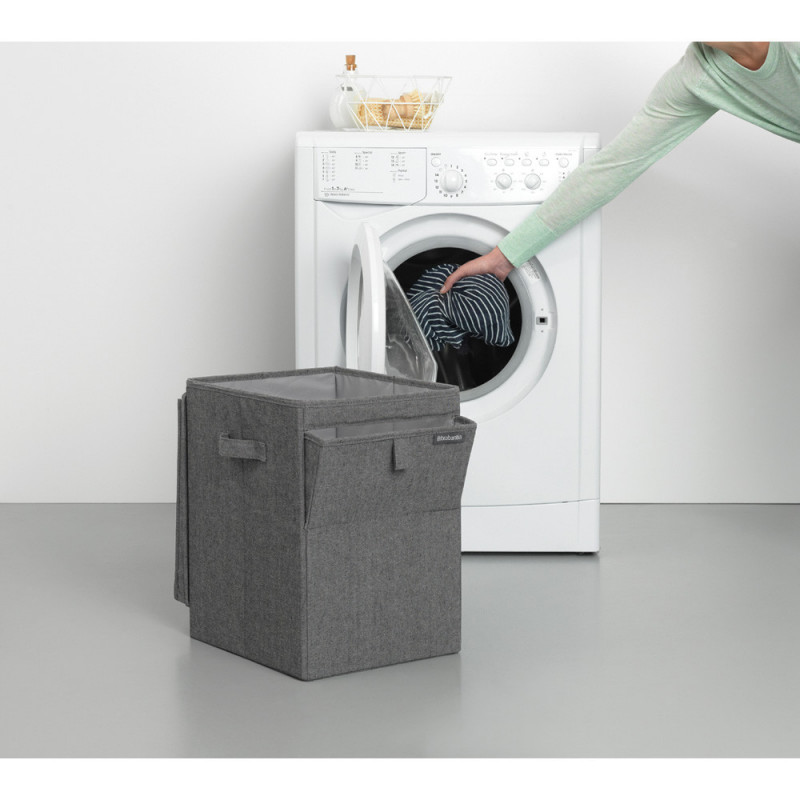 Brabantia Κιβώτιο πλυντηρίου ρούχων 1000828, 35 l, Άνοιγμα μπροστά, Ευρύ καπάκι, Πτυσσόμενο, Μαύρο