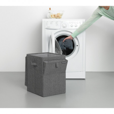 Brabantia Κιβώτιο πλυντηρίου ρούχων 1000828, 35 l, Άνοιγμα μπροστά, Ευρύ καπάκι, Πτυσσόμενο, Μαύρο