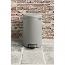 Κάδος με πεντάλ Brabantia NewIcon 1001090, 12 l, Ομαλό κλείσιμο, Αντιολισθητική βάση, Ορυκτή επίστρωση, Γκρι