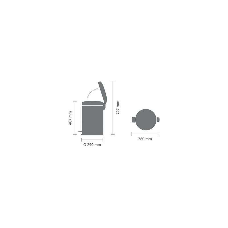Кош за смет с педал Brabantia NewIcon 20L, Mineral Concrete Grey