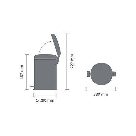 Кош за смет с педал Brabantia NewIcon 20L, Mineral Concrete Grey