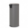 Κάδος με πεντάλ Brabantia NewIcon 1001092, 30 L, Εύκολο κλείσιμο, Αντιολισθητική βάση, Σατινέ φινίρισμα, Γκρι