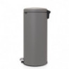 Κάδος με πεντάλ Brabantia NewIcon 1001092, 30 L, Εύκολο κλείσιμο, Αντιολισθητική βάση, Σατινέ φινίρισμα, Γκρι