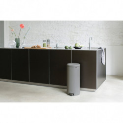 Κάδος με πεντάλ Brabantia NewIcon 1001092, 30 L, Εύκολο κλείσιμο, Αντιολισθητική βάση, Σατινέ φινίρισμα, Γκρι