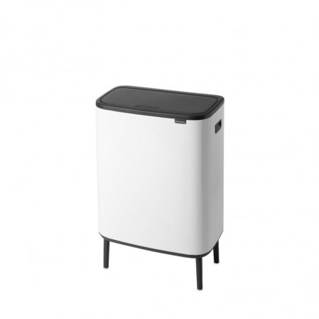 Κάδος Brabantia Bo Touch Hi 1001259, 60 L, Πλευρικά ανοίγματα για μεταφορά, Ρυθμιζόμενα πόδια, Λευκό