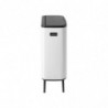 Κάδος Brabantia Bo Touch Hi 1001259, 60 L, Πλευρικά ανοίγματα για μεταφορά, Ρυθμιζόμενα πόδια, Λευκό