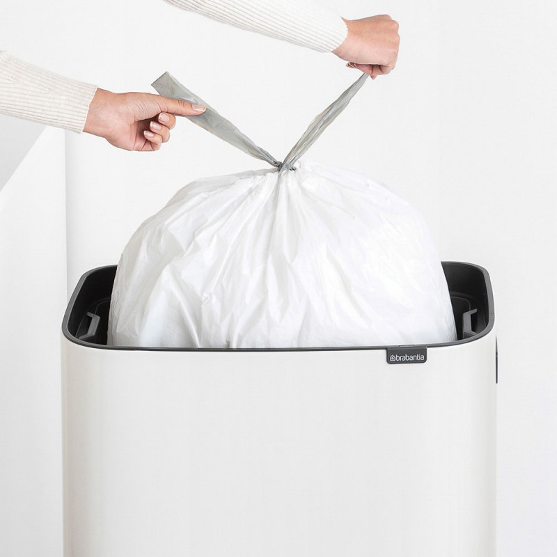 Κάδος Brabantia Bo Touch Hi 1001259, 60 L, Πλευρικά ανοίγματα για μεταφορά, Ρυθμιζόμενα πόδια, Λευκό