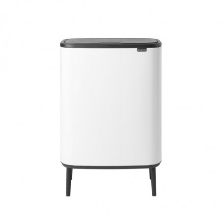 Κάδος απορριμμάτων Brabantia Bo Touch Hi 1001263, 2x30 λίτρα, Στενή εφαρμογή στον τοίχο, Ρύθμιση ποδιών, Λευκό