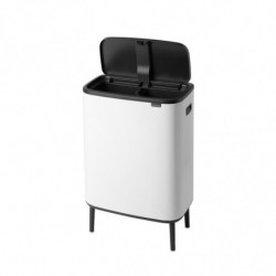 Κάδος απορριμμάτων Brabantia Bo Touch Hi 1001263, 2x30 λίτρα, Στενή εφαρμογή στον τοίχο, Ρύθμιση ποδιών, Λευκό