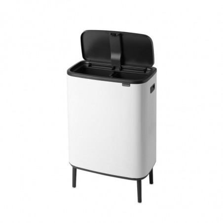 Κάδος απορριμμάτων Brabantia Bo Touch Hi 1001263, 2x30 λίτρα, Στενή εφαρμογή στον τοίχο, Ρύθμιση ποδιών, Λευκό