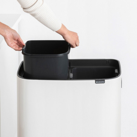 Κάδος απορριμμάτων Brabantia Bo Touch Hi 1001263, 2x30 λίτρα, Στενή εφαρμογή στον τοίχο, Ρύθμιση ποδιών, Λευκό