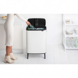 Κάδος απορριμμάτων Brabantia Bo Touch Hi 1001263, 2x30 λίτρα, Στενή εφαρμογή στον τοίχο, Ρύθμιση ποδιών, Λευκό