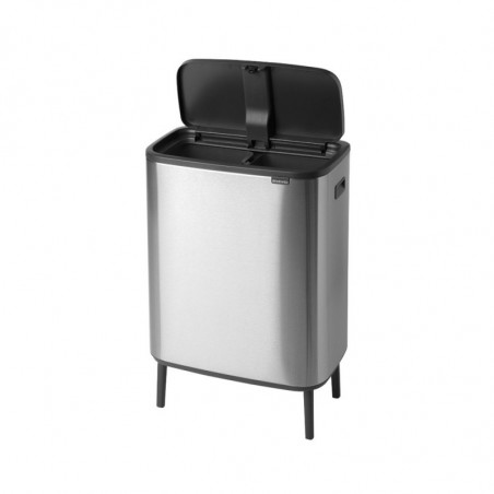 Κάδος Brabantia Bo Touch Hi 1001265, 2x30 l, Στεγανή εφαρμογή στον τοίχο, Ρύθμιση ποδιού, Ανθεκτικό στα δακτυλικά αποτυπώματα, Inox/matt