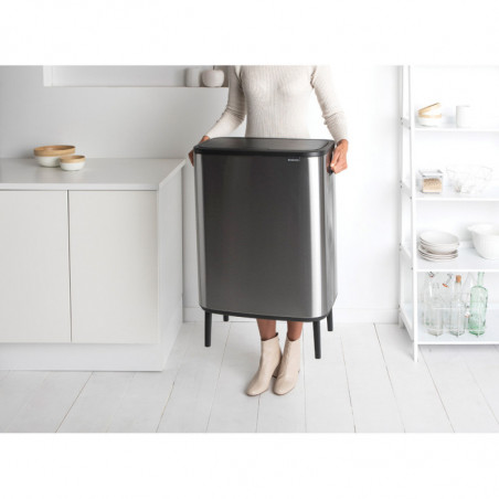 Κάδος Brabantia Bo Touch Hi 1001265, 2x30 l, Στεγανή εφαρμογή στον τοίχο, Ρύθμιση ποδιού, Ανθεκτικό στα δακτυλικά αποτυπώματα, Inox/matt