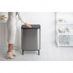 Κάδος Brabantia Bo Touch Hi 1001265, 2x30 l, Στεγανή εφαρμογή στον τοίχο, Ρύθμιση ποδιού, Ανθεκτικό στα δακτυλικά αποτυπώματα, Inox/matt