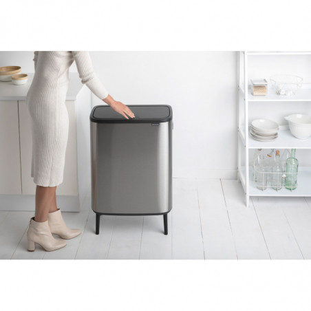 Κάδος Brabantia Bo Touch Hi 1001265, 2x30 l, Στεγανή εφαρμογή στον τοίχο, Ρύθμιση ποδιού, Ανθεκτικό στα δακτυλικά αποτυπώματα, Inox/matt
