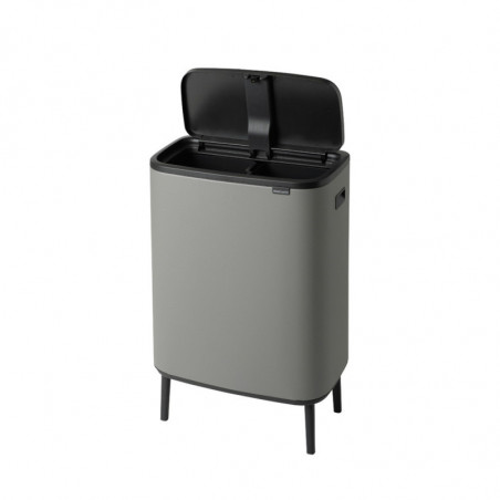 Κάδος Brabantia Bo Touch Hi 1001266, 2x30 l, Στεγανή εφαρμογή στον τοίχο, Ρύθμιση ποδιού, Ορυκτέλαιο με επικάλυψη, Γκρι