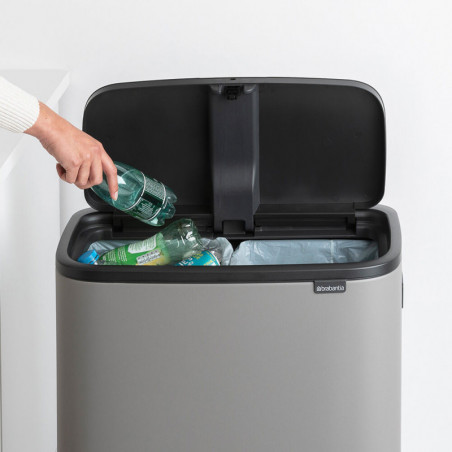 Κάδος Brabantia Bo Touch Hi 1001266, 2x30 l, Στεγανή εφαρμογή στον τοίχο, Ρύθμιση ποδιού, Ορυκτέλαιο με επικάλυψη, Γκρι