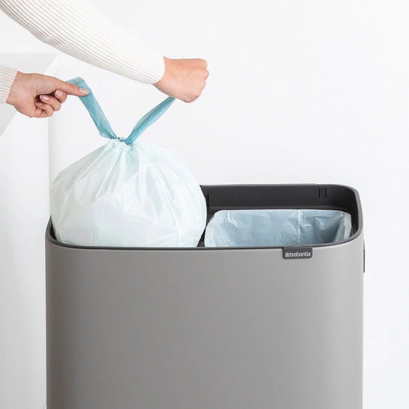 Κάδος Brabantia Bo Touch Hi 1001266, 2x30 l, Στεγανή εφαρμογή στον τοίχο, Ρύθμιση ποδιού, Ορυκτέλαιο με επικάλυψη, Γκρι
