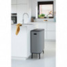 Κάδος Brabantia Bo Touch Hi 1001266, 2x30 l, Στεγανή εφαρμογή στον τοίχο, Ρύθμιση ποδιού, Ορυκτέλαιο με επικάλυψη, Γκρι