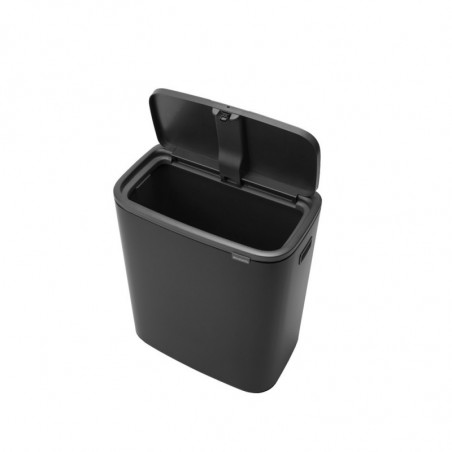 Κάδος απορριμμάτων Brabantia Bo Touch 1001274, 60 λίτρα, Ομαλό και αθόρυβο άνοιγμα, Μεγάλο άνοιγμα, Ανθεκτικό στα αποτυπώματα, Μαύρο/ματ