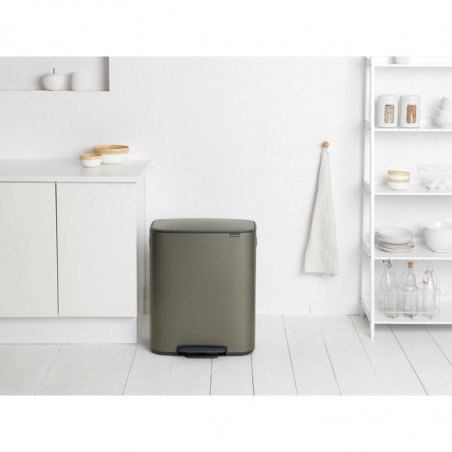 Κάδος Brabantia Bo Pedal 1003184, 60 L, Εύκολο κλείσιμο, Αντιολισθητική βάση, Γκρι