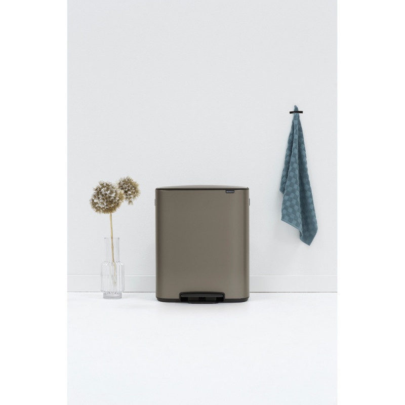 Κάδος Brabantia Bo Pedal 1003184, 60 L, Εύκολο κλείσιμο, Αντιολισθητική βάση, Γκρι