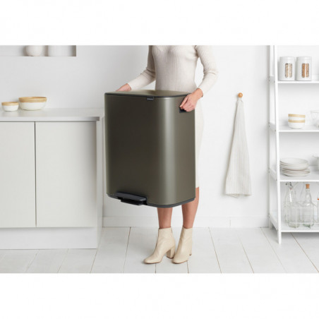 Κάδος Brabantia Bo Pedal 1003184, 60 L, Εύκολο κλείσιμο, Αντιολισθητική βάση, Γκρι