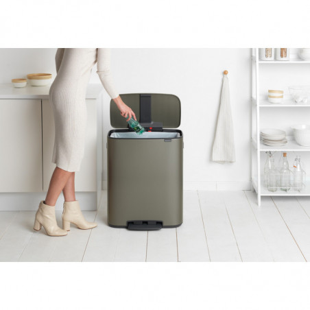 Κάδος Brabantia Bo Pedal 1003184, 60 L, Εύκολο κλείσιμο, Αντιολισθητική βάση, Γκρι