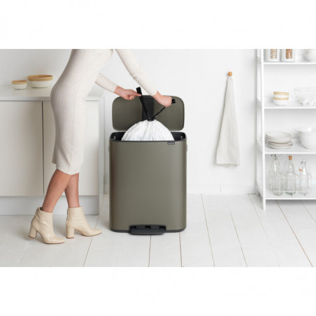 Κάδος Brabantia Bo Pedal 1003184, 60 L, Εύκολο κλείσιμο, Αντιολισθητική βάση, Γκρι
