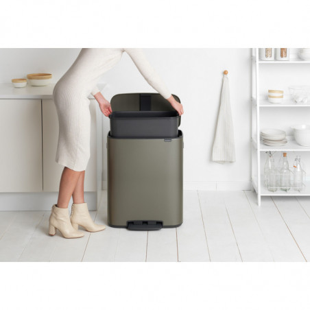 Κάδος Brabantia Bo Pedal 1003184, 60 L, Εύκολο κλείσιμο, Αντιολισθητική βάση, Γκρι