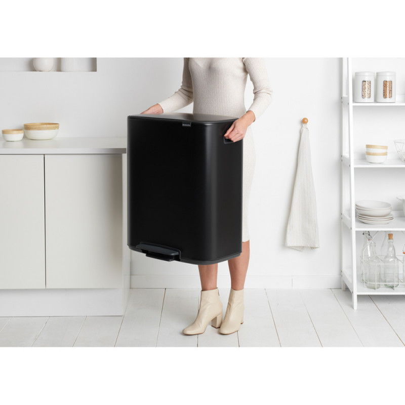Κάδος Brabantia Bo Pedal 1003185, 60 L, Εύκολο κλείσιμο, Αντιολισθητική βάση, Μαύρο