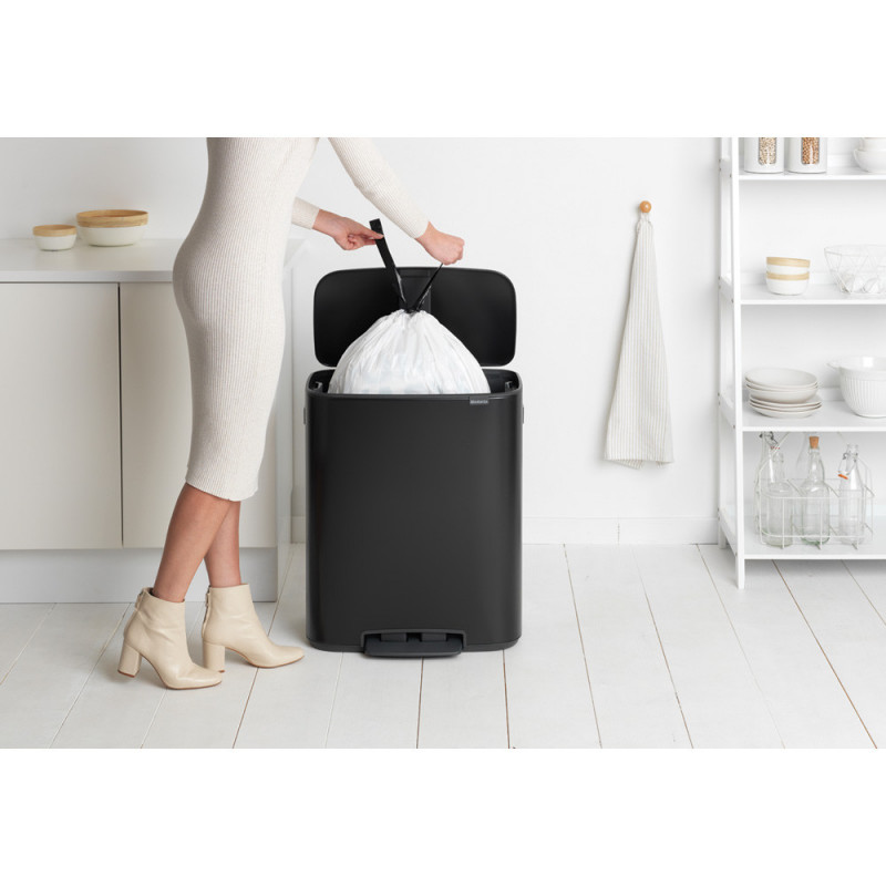 Κάδος Brabantia Bo Pedal 1003185, 60 L, Εύκολο κλείσιμο, Αντιολισθητική βάση, Μαύρο
