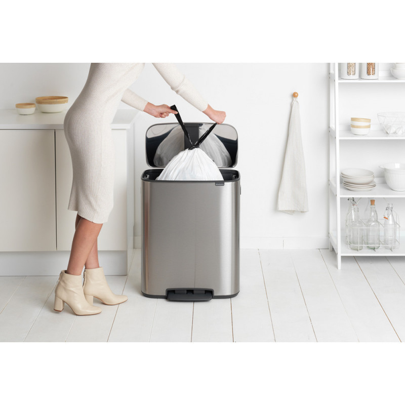 Κάδος Brabantia Bo Pedal 1003186, 60 l, Εύκολο κλείσιμο, Αντιολισθητική βάση, Ανθεκτικός στα δακτυλικά αποτυπώματα, Inox/Matte