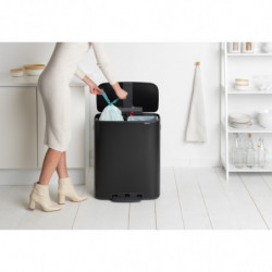 Κάδος Brabantia Bo Pedal 1003191, 2x30 l, Ομαλό κλείσιμο, Αντιολισθητική βάση, Μαύρο