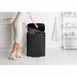 Κάδος Brabantia Bo Pedal 1003191, 2x30 l, Ομαλό κλείσιμο, Αντιολισθητική βάση, Μαύρο