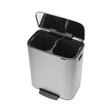 Κάδος Brabantia Bo Pedal 1003192, 2x30 l, Ομαλό κλείσιμο, Αντιολισθητική βάση, Ανθεκτικό στα δακτυλικά αποτυπώματα, Inox/matt
