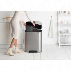 Κάδος Brabantia Bo Pedal 1003192, 2x30 l, Ομαλό κλείσιμο, Αντιολισθητική βάση, Ανθεκτικό στα δακτυλικά αποτυπώματα, Inox/matt