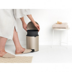 Κάδος με πεντάλ Brabantia NewIcon 1003198, 5 L, Ομαλό κλείσιμο, Αντιολισθητική βάση, Μεταλλικό χρυσό