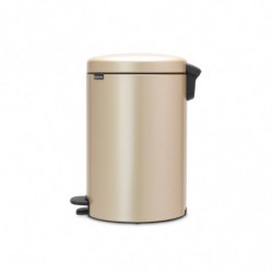 Κάδος με πεντάλ Brabantia NewIcon 1003205, 20 l, Ομαλό κλείσιμο, Αντιολισθητική βάση, Μεταλλικό χρυσό