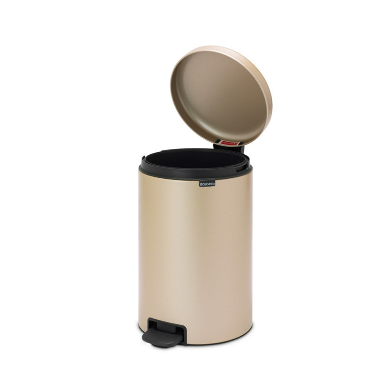 Κάδος με πεντάλ Brabantia NewIcon 1003205, 20 l, Ομαλό κλείσιμο, Αντιολισθητική βάση, Μεταλλικό χρυσό