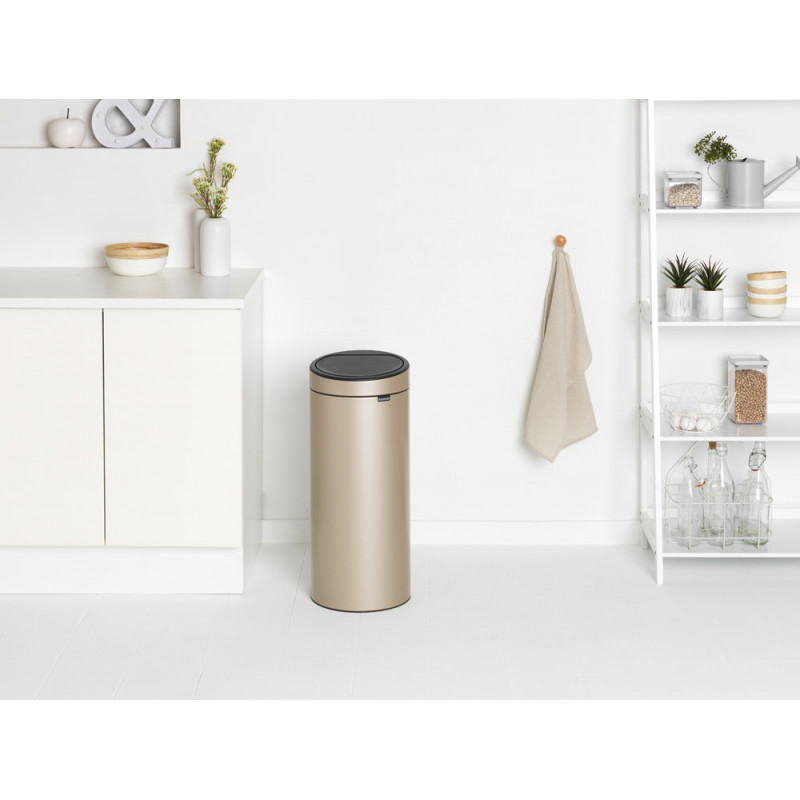 Brabantia Touch Bin New 1003221, 30 l, αθόρυβο και ομαλό κλείσιμο, μεταλλικό χρυσό