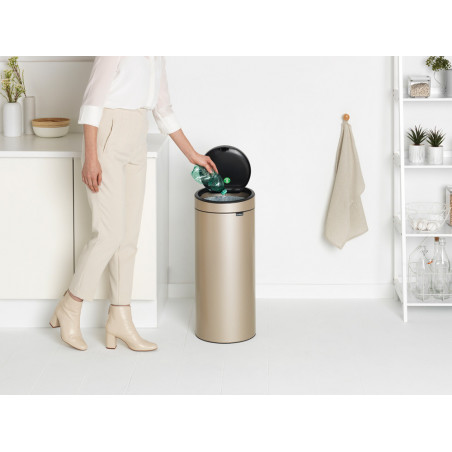 Brabantia Touch Bin New 1003221, 30 l, αθόρυβο και ομαλό κλείσιμο, μεταλλικό χρυσό
