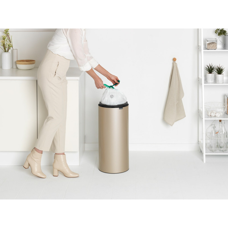Brabantia Touch Bin New 1003221, 30 l, αθόρυβο και ομαλό κλείσιμο, μεταλλικό χρυσό