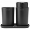 Σετ αξεσουάρ μπάνιου Brabantia ReNew 1003491, 3 τεμάχια, 250 ml, ανθεκτικό στη διάβρωση, σκούρο γκρι