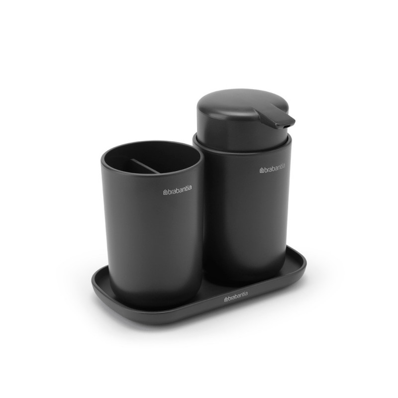 Σετ αξεσουάρ μπάνιου Brabantia ReNew 1003491, 3 τεμάχια, 250 ml, ανθεκτικό στη διάβρωση, σκούρο γκρι
